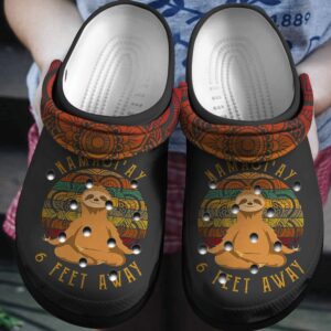 NamastAy 6 Feet Away Sloth Crocs Clog Shoes  Sloth Art Crocbland Clog Birthday Gift For Man Woman